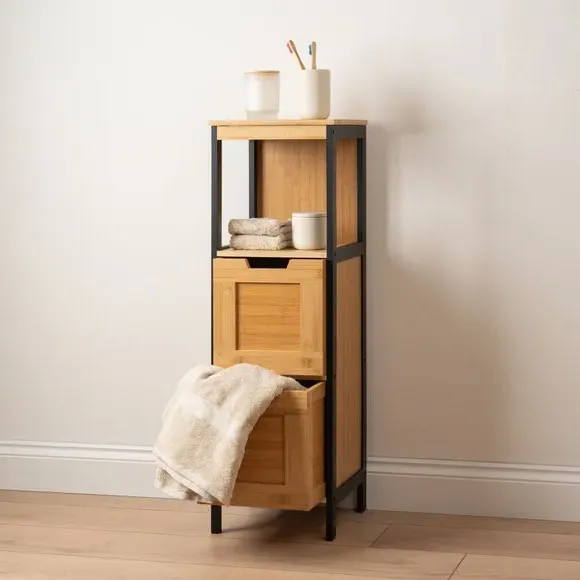 Adalie 2 Drawer Storage Unit - Black, Bamboo alternate view