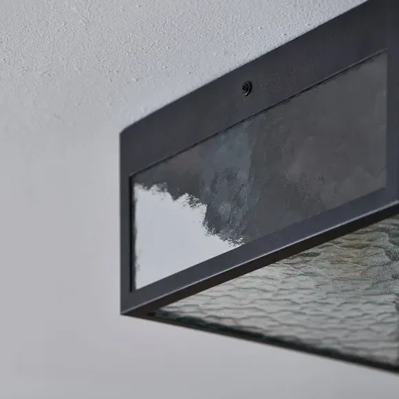 London Industrial 2-Light Flush Porch Ceiling Light - Black, Glass by Dunelm, image 4