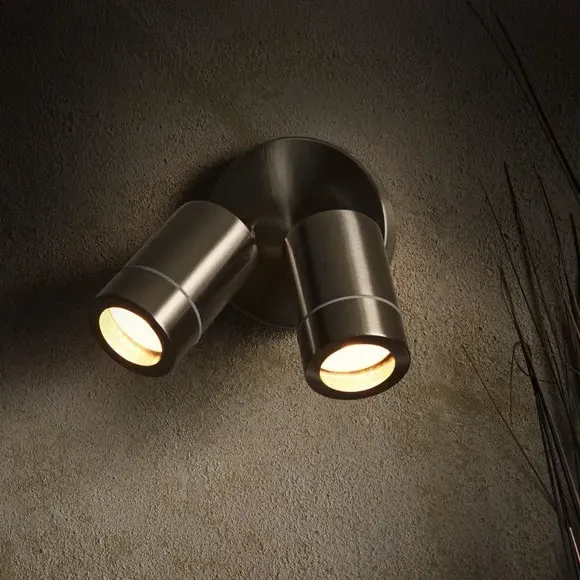 Brax 2 Light Adjustable Wall Spotlight - Silver, Stainless Steel alternate view