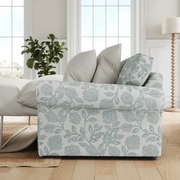 Flori 2-Seater Sofa Bed - Floral Blue, Woven Fabric alternate view