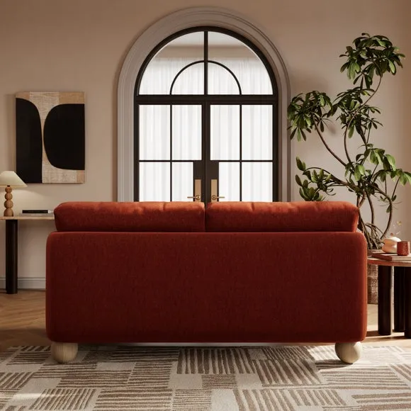 2-Seater Sofa with Ball Feet - Terracotta, Chenille alternate view