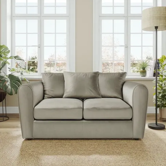 2-Seater Sofa with Curved Arms - Grey, Velvet