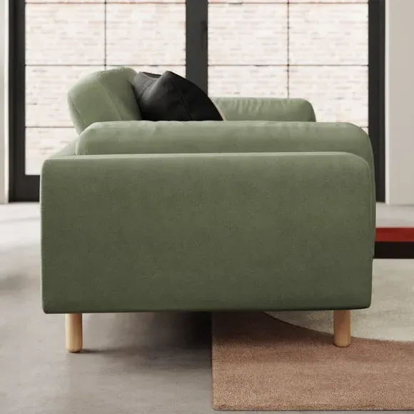 Newton 2-Seater Sofa with Plush Foam - Sage Green, Velvet alternate view