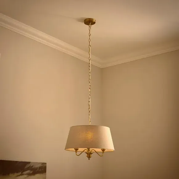 Enid 3 Light Adjustable Chandelier - Gold, Linen alternate view