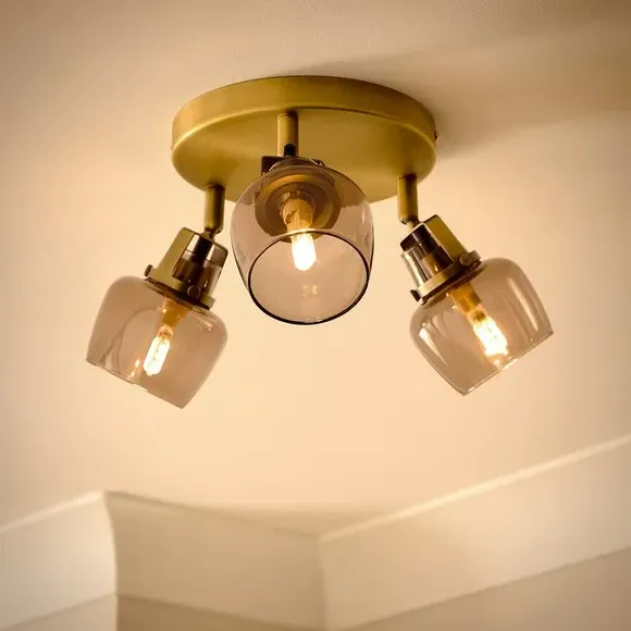 Auburn 3-Light Adjustable Spotlight Bar - Smoked Glass, Brass alternate view
