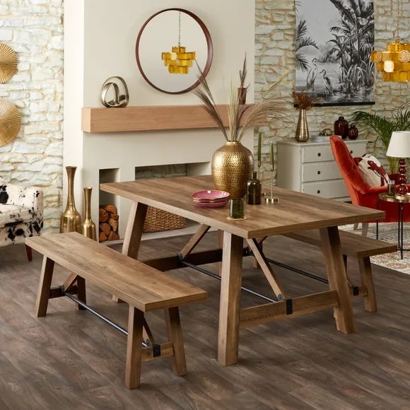 3-Seater Dining Bench - Pine, Wood Effect alternate view