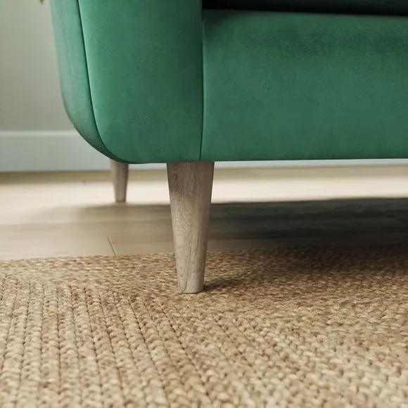 3-Seater Sofa with Buttoned Back - Green, Velvet by Dunelm, image 4