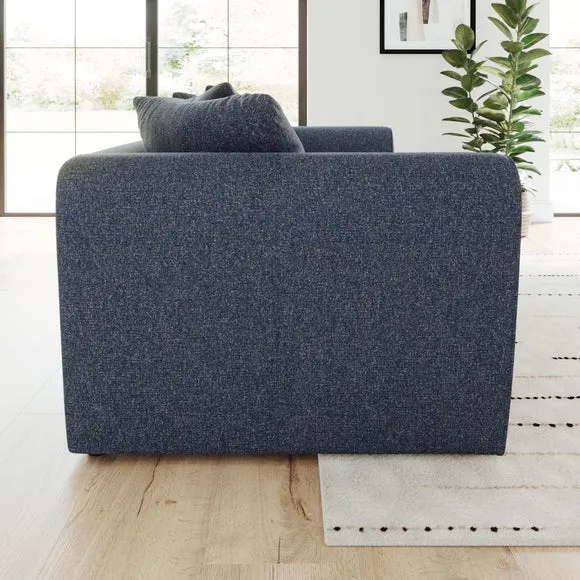 3-Seater Sofa with Roll Arms - Navy, Fabric alternate view
