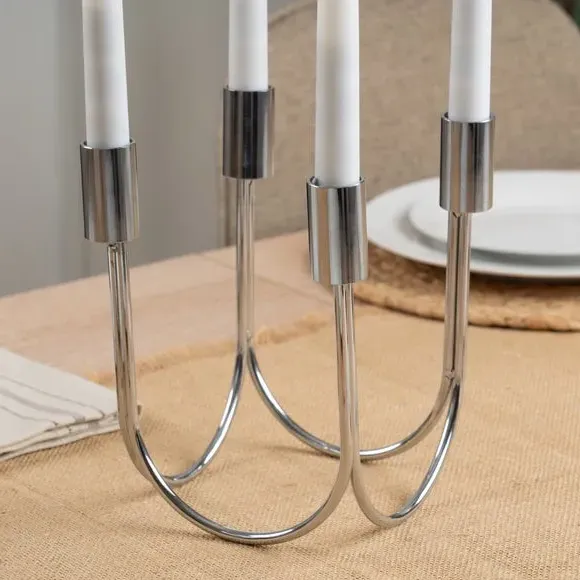 4-Arm Candlestick Holder - Silver alternate view
