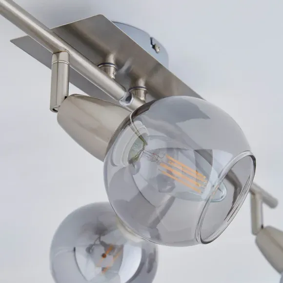 Tia 4-Light Semi Flush Spotlight Bar - Satin Nickel, Glass alternate view