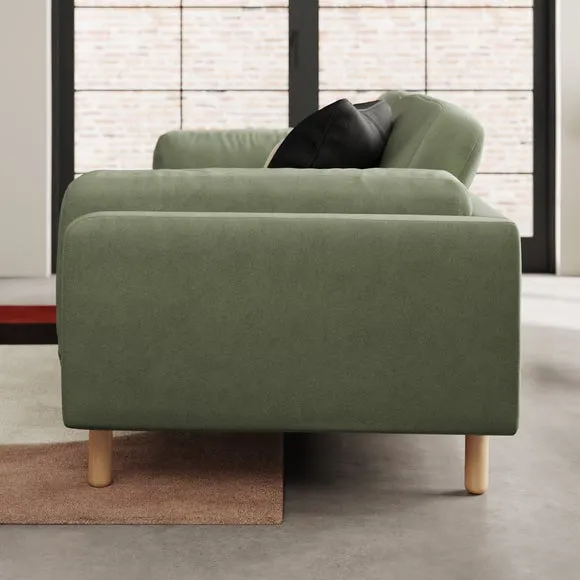Newton 4-Seater Sofa with Plush Cushions - Sage Green, Velvet alternate view