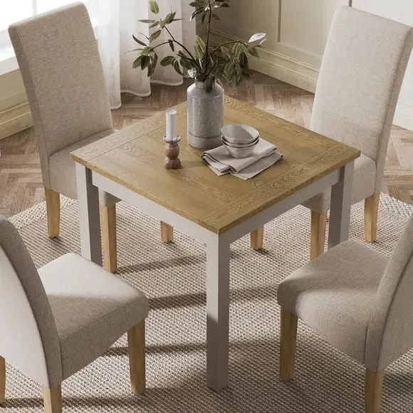 4-Seater Square Dining Table - Stone, Oak Effect alternate view