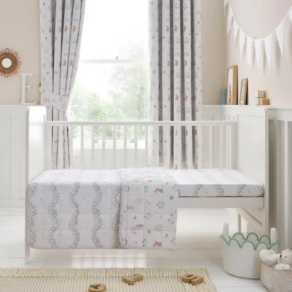 4 Tog Quilt with Bunny Print - White, Cotton alternate view