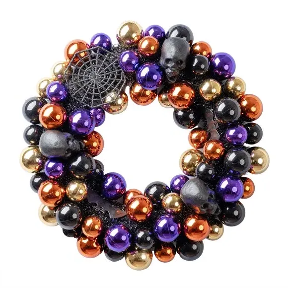 45cm Halloween Bauble Wreath - Multicolor alternate view