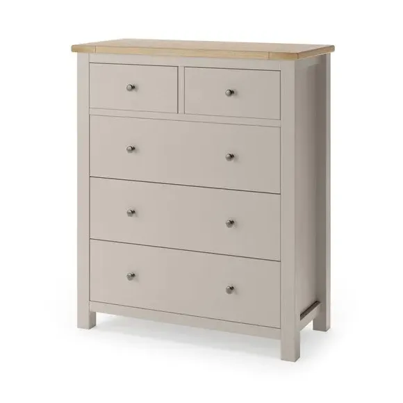 5-Drawer Chest with Metal Handles - Stone by Dunelm, image 2