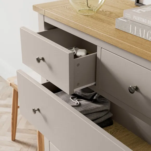 5-Drawer Chest with Metal Handles - Stone by Dunelm, image 4