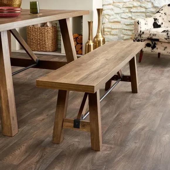 Fulton 6-Seater Trestle Table & Bench Set - Brown, Pine alternate view