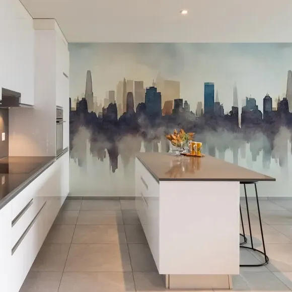 Abstract Cityscape Wall Mural - Natural, Non-Woven alternate view