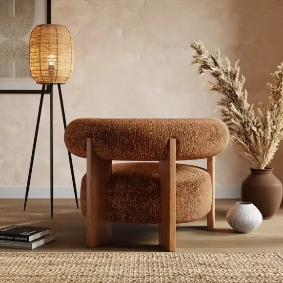 Accent Chair with Foam Seat - Orange, Chenille alternate view