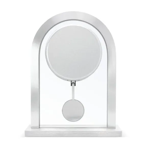 Arched Pendulum Mantel Clock - Silver, Metal alternate view