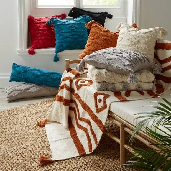 Adah Geometric Throw Blanket - Rust Orange, Cotton alternate view