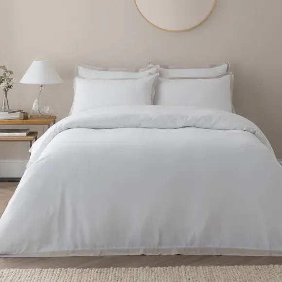 Adair Oxford Edge Duvet Cover & Pillowcase Set - White, Microfibre product