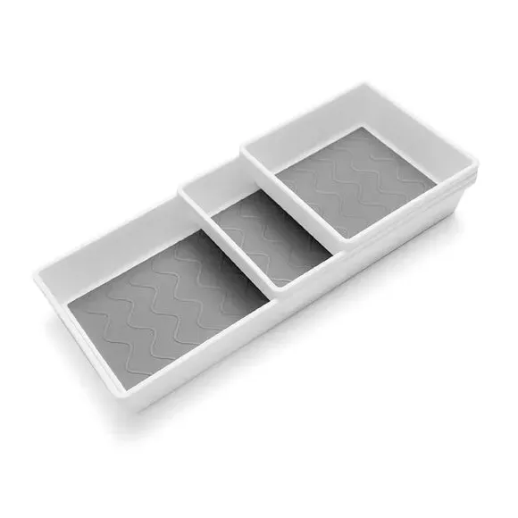 3-Piece Drawer Organizer Set - White, Plastic alternate view