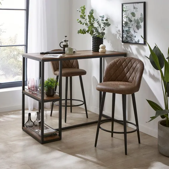 Adjustable Bar Stool with Quilted Seat - Brown alternate view