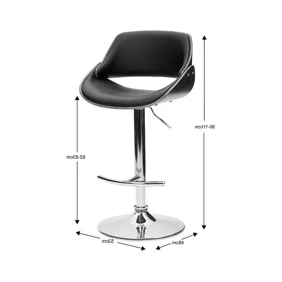 Adjustable Height Bar Stool - Black, Faux Leather alternate view