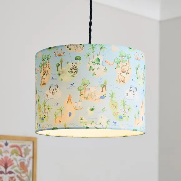 Adventure Map Easy Fit Lamp Shade - Multicolor, Polyester product