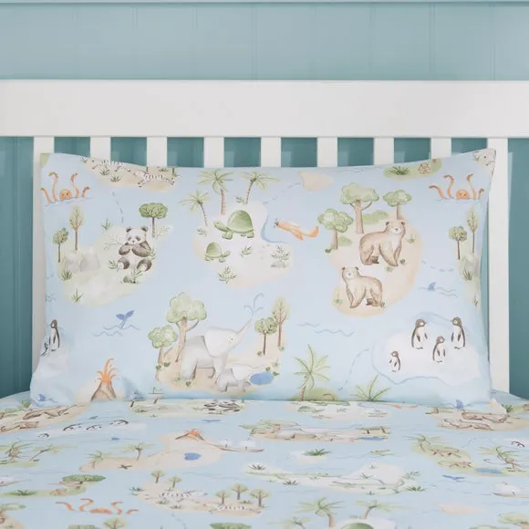 Adventure Map Quilt Cover and Pillowcase Set - Blue, Cotton alternate view