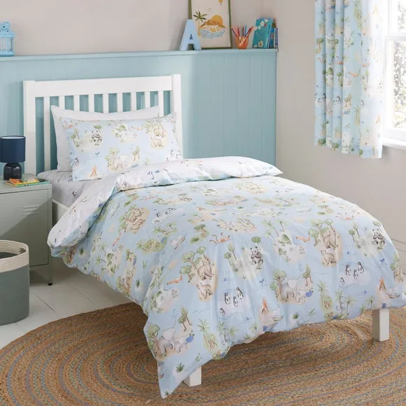 Adventure Map Quilt Cover and Pillowcase Set - Blue, Cotton product