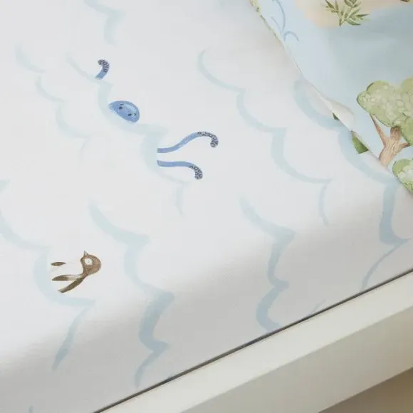 Adventure Maps Set of 2 Fitted Sheets - Blue, Cotton alternate view