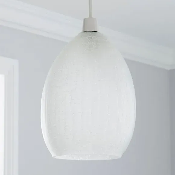 Akola Teardrop Pendant Shade - White, Crackled Glass alternate view