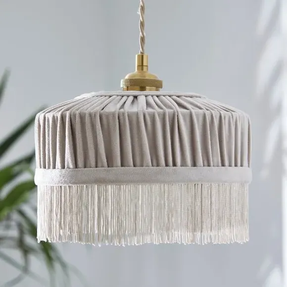 Alessia Velvet Pleated Lamp Shade - Natural, Polyester product