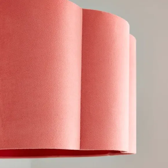 Flower-Shaped Drum Lamp Shade - Coral, Velvet by Dunelm, image 3