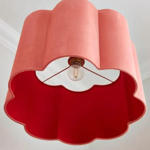 Flower-Shaped Drum Lamp Shade - Coral, Velvet by Dunelm, image 4