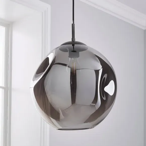 Alexis Dimpled Glass Large Pendant Light - Smoke Grey alternate view