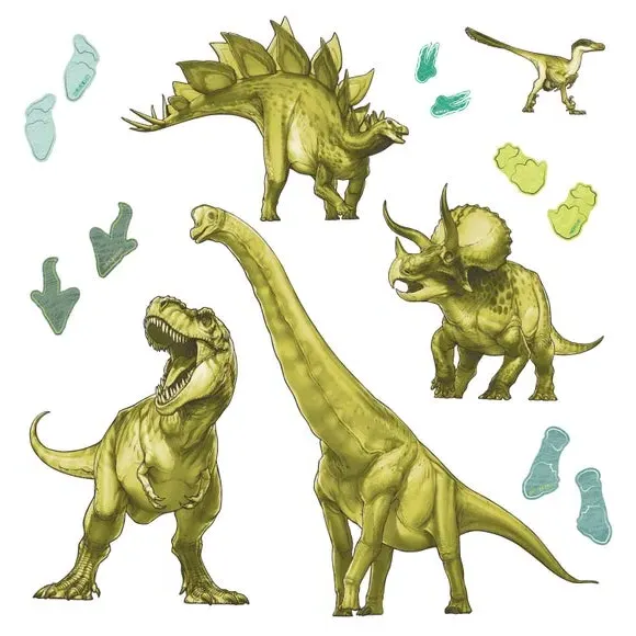 Dinosaur Wall Stickers - Green, Self-Adhesive alternate view