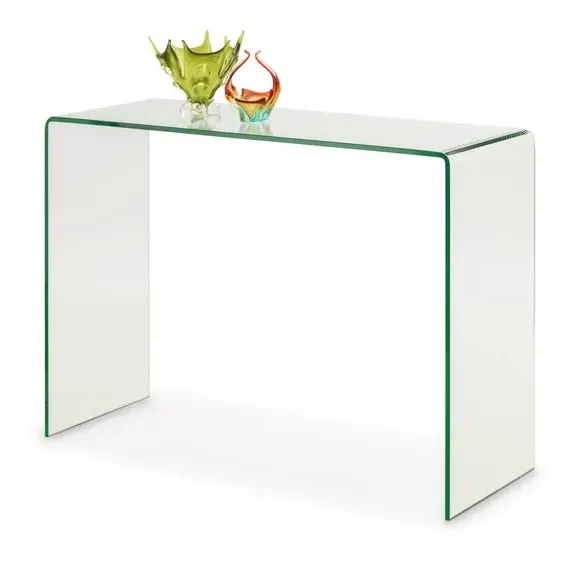Curved Console Table - Clear, Tempered Glass alternate view