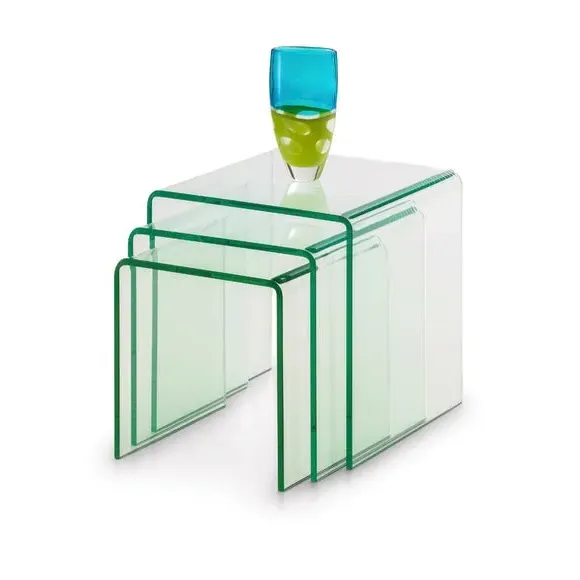 3-Piece Nest Tables - Clear, Tempered Glass alternate view
