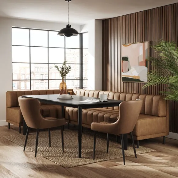 Amali Right Hand Dining Bench - Tan, Faux Leather alternate view