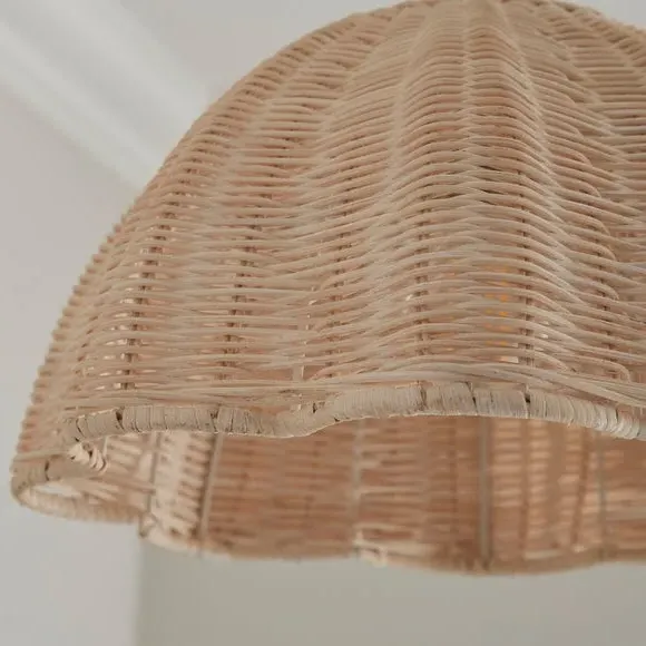 Amaria Scallop Easy Fit Pendant Shade - Off-White, Rattan by Dunelm, image 3