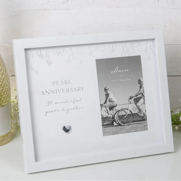 Pearl Anniversary Photo Frame - White, Wood alternate view
