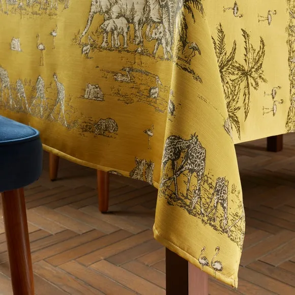Animal Print Jacquard Tablecloth - Ochre Yellow alternate view