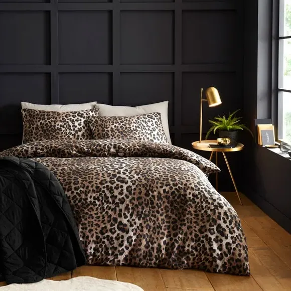 Animal Print Duvet Cover & Pillowcase Set - Brown, Cotton Sateen product