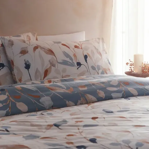 Anya Duvet Cover Set with Pillowcase - Blue, Polycotton alternate view