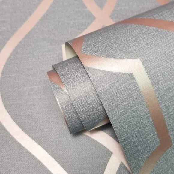 Trellis Sidewall Wallpaper - Copper, Metallic alternate view