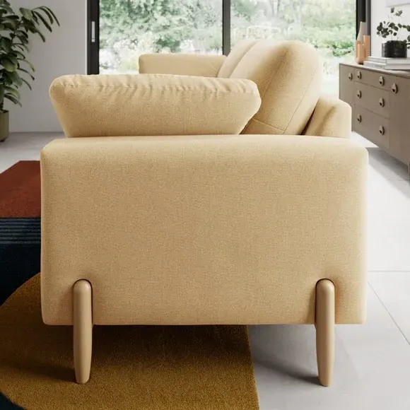 3-Seater Sofa with Square Arms - Ochre, Fabric alternate view
