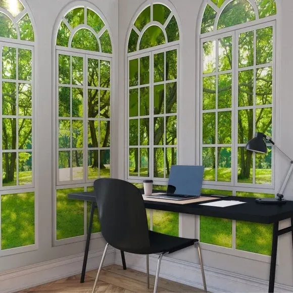 Arch Windows Wall Mural - White alternate view